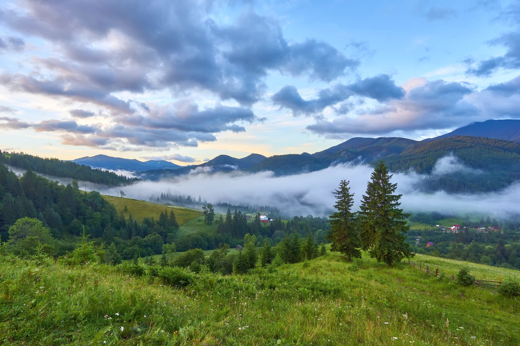 Mountain trail at sunrise
